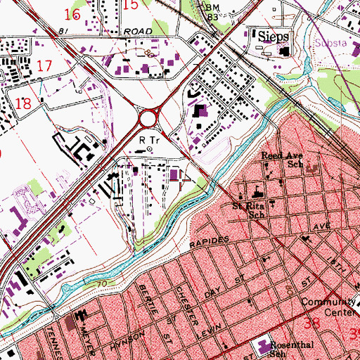 Topographic Map of Central Louisiana Surgical Hospital, LA