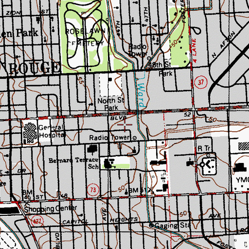 Topographic Map of Cypress Psychiatric Hospital, LA
