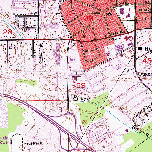 Topographic Map of Louisiana Extended Care Hospital of West Monroe, LA