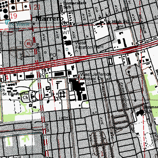 Topographic Map of Louisiana Specialty Hospital, LA