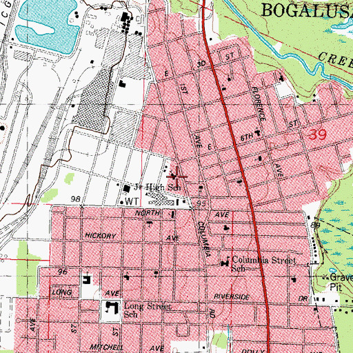 Topographic Map of Long Term Acute Care of Washington / Saint Tammany - Bogalusa Campus, LA