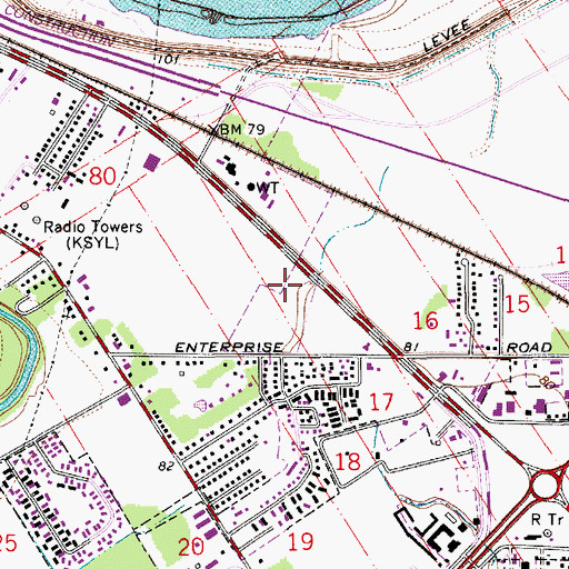 Topographic Map of Oceans Behavioral Hospital of Alexandria, LA