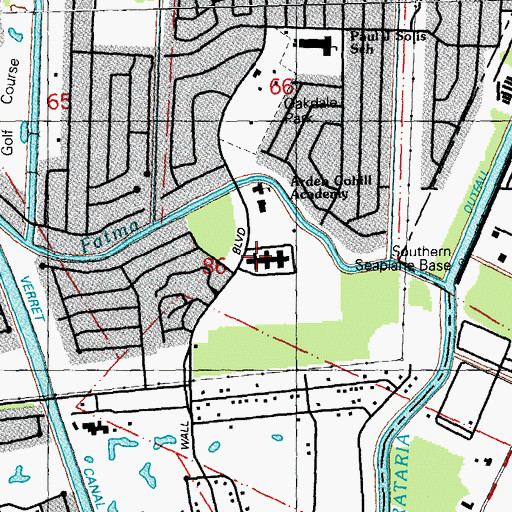 Topographic Map of Oceans Behavioral Hospital Westbank, LA