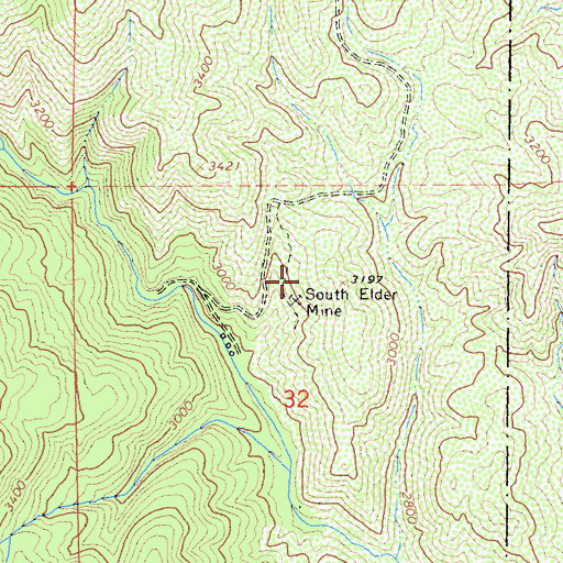 Topographic Map of South Elder Mine, CA