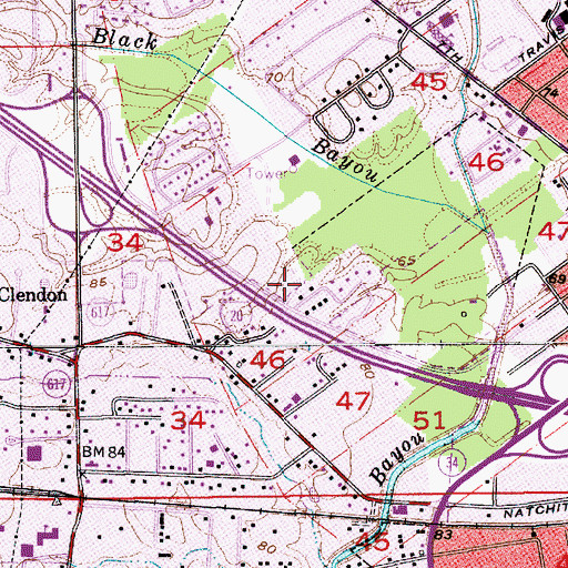 Topographic Map of Ouachita Community Hospital, LA