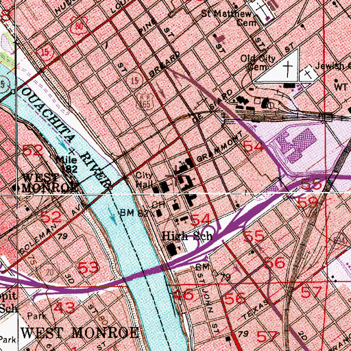 Topographic Map of P and S Surgical Hospital, LA