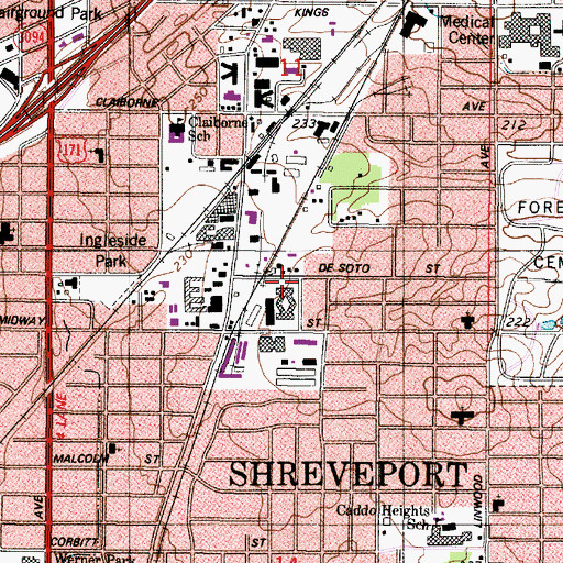 Topographic Map of Physicians Behavioral Hospital, LA