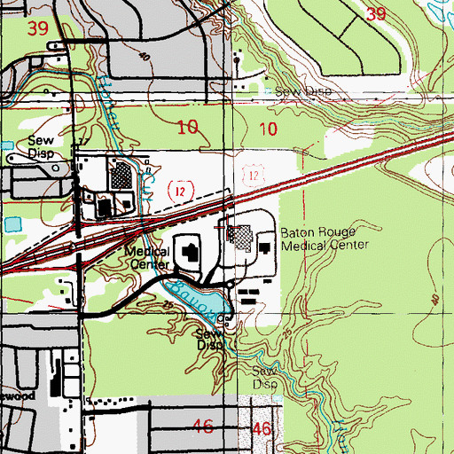 Topographic Map of Promise Hospital of Baton Rouge Ochsner Campus, LA