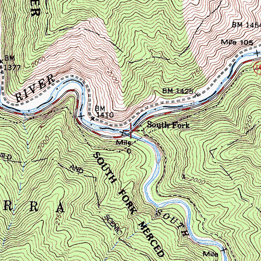 Topographic Map of South Fork, CA