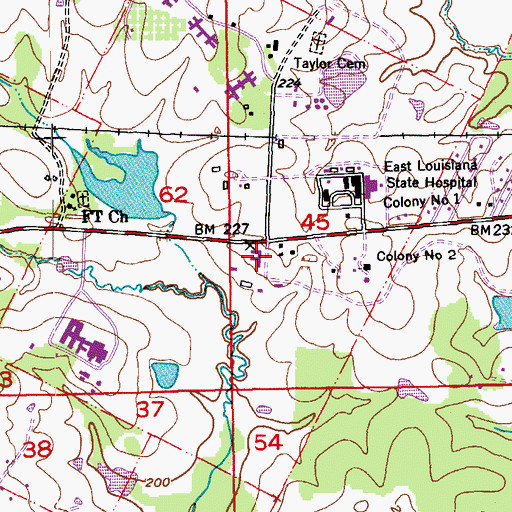 Topographic Map of Villa Feliciana Medical Complex, LA