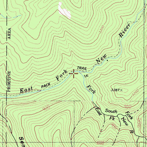 Topographic Map of South Fork East Fork New River, CA