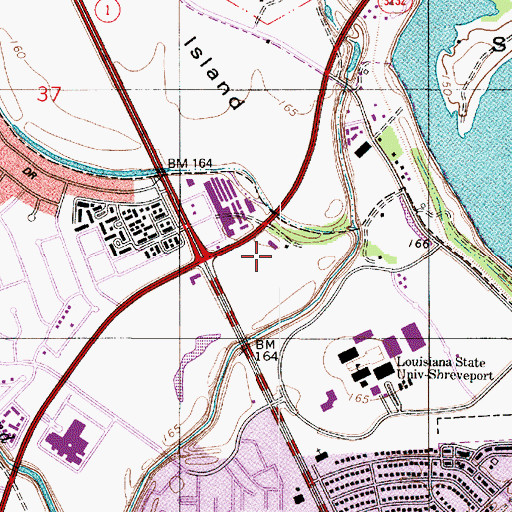 Topographic Map of Willis - Knighton Pierremont Health Center, LA