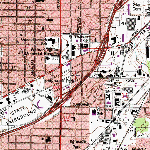 Topographic Map of LifeCare Hospitals of Shreveport - North Campus, LA