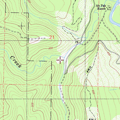 Topographic Map of South Fork Ah Pah Creek, CA