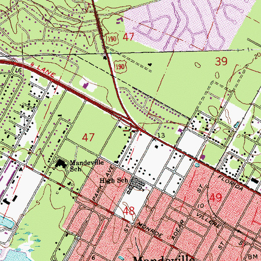 Topographic Map of Ochsner Health Center Mandeville, LA