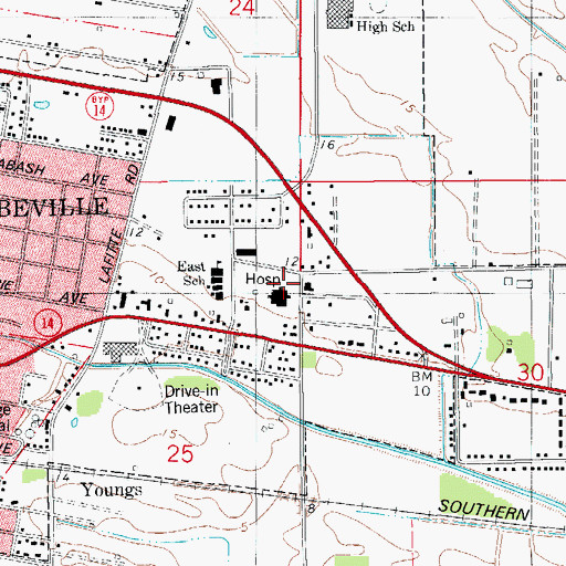 Topographic Map of Long Term Acute Care of Louisiana Abbeville Campus, LA