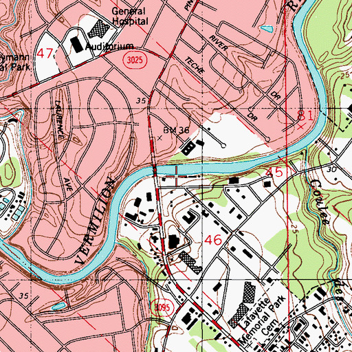 Topographic Map of Riverview Rehabilitation, LA
