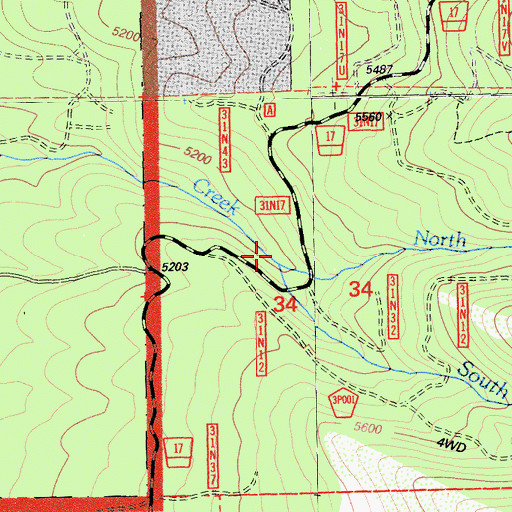 Topographic Map of South Fork Blue Creek, CA