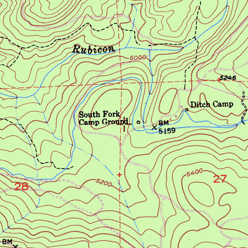 Topographic Map of South Fork Camp Ground, CA