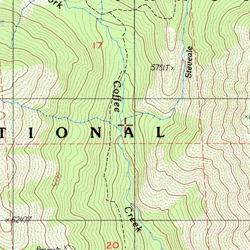 Topographic Map of South Fork Coffee Creek, CA