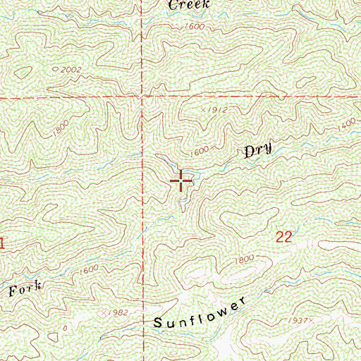 Topographic Map of South Fork Dry Creek, CA