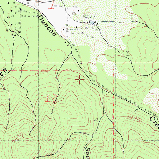 Topographic Map of South Fork Duncan Creek, CA
