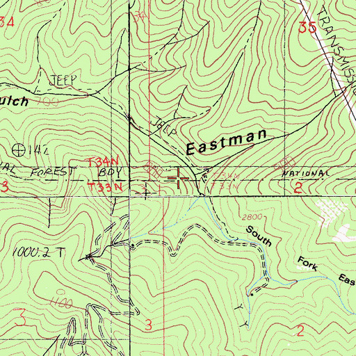 Topographic Map of South Fork Eastman Gulch, CA