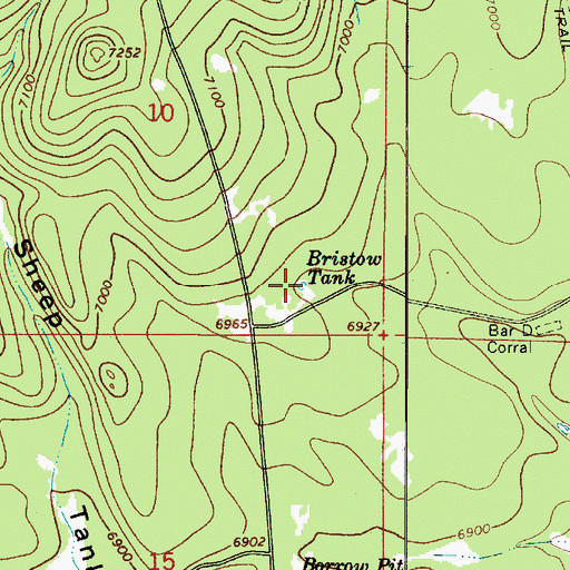 Topographic Map of Bristow Tank, AZ