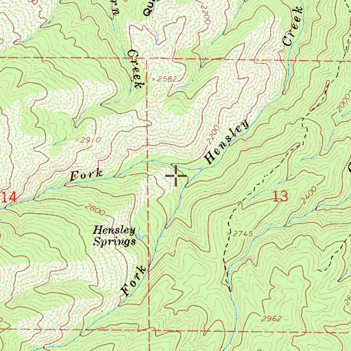 Topographic Map of South Fork Hensley Creek, CA
