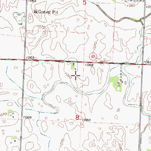 Topographic Map of Jessen Farms, MN