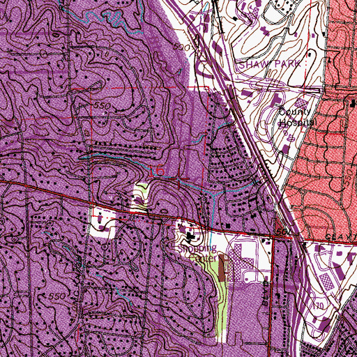 Topographic Map of Burroughs Creek, MO