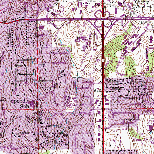 Topographic Map of Dielmann Creek, MO