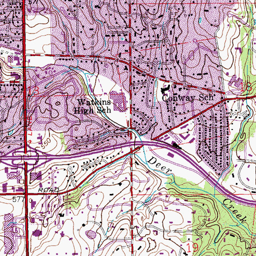 Topographic Map of Magnolia Creek, MO