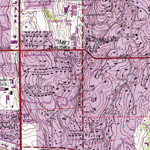 Topographic Map of Rodes Creek, MO