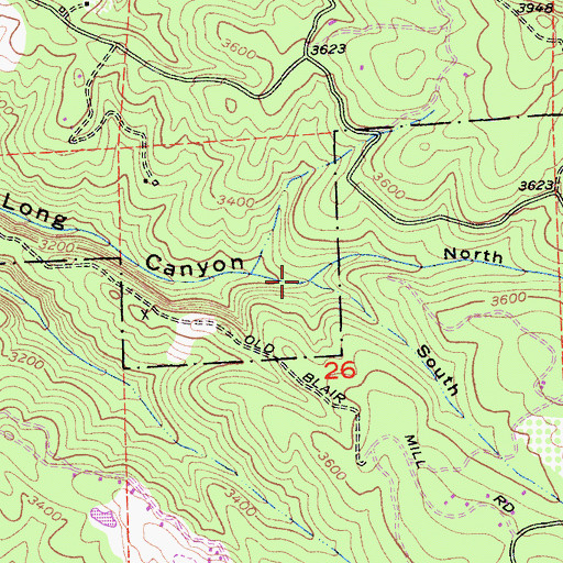 Topographic Map of South Fork Long Canyon, CA