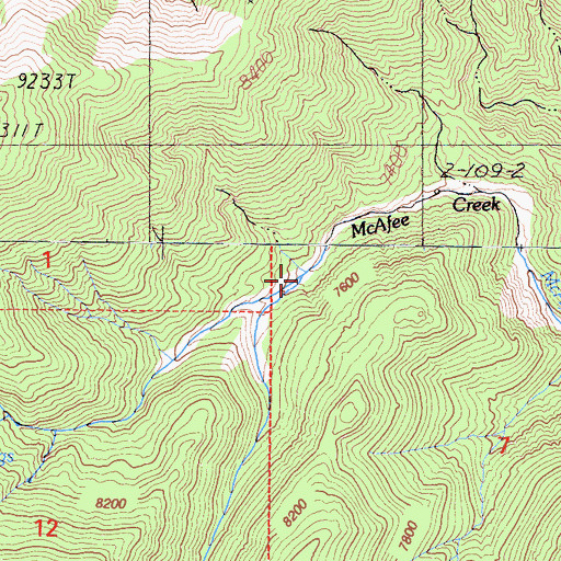 Topographic Map of South Fork McAfee Creek, CA