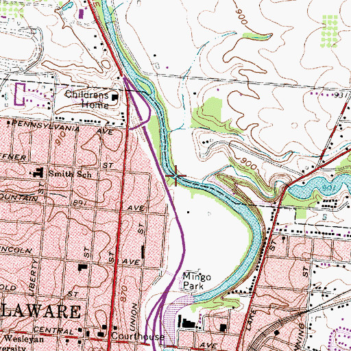 Topographic Map of Camping Ground Run, OH