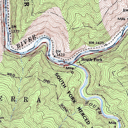 Topographic Map of South Fork Merced River, CA
