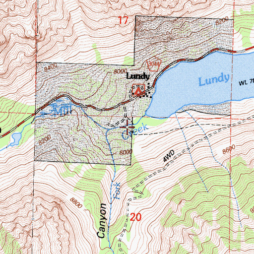 Topographic Map of South Fork Mill Creek, CA