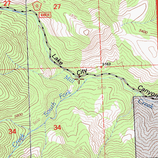 Topographic Map of South Fork Mill Creek, CA