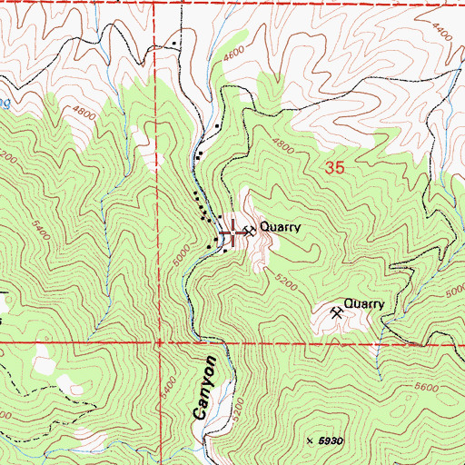 Topographic Map of Summit Lime Quarry, CA