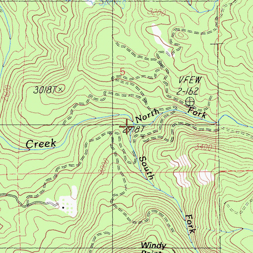 Topographic Map of South Fork Montgomery Creek, CA