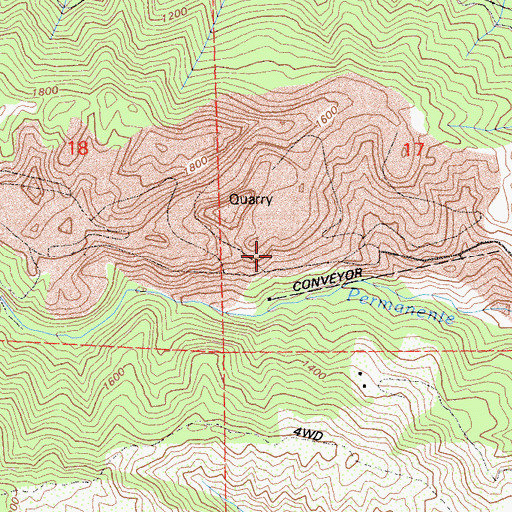 Topographic Map of Permanente Quarry, CA