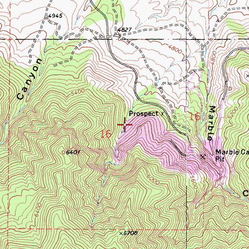 Topographic Map of Marble Canyon Quarry, CA