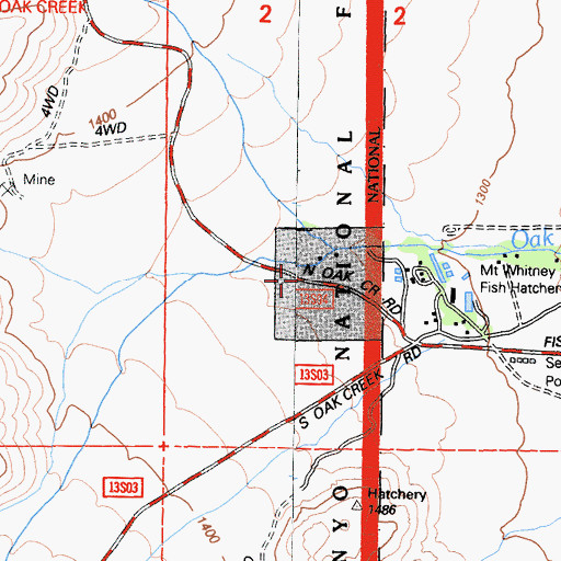 Topographic Map of South Fork Oak Creek, CA