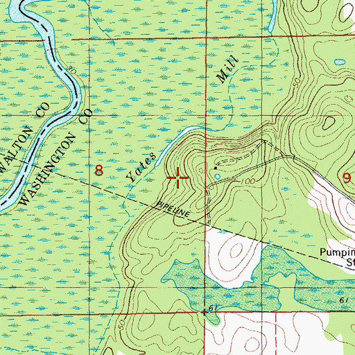 Topographic Map of Burns Lake Mine, FL
