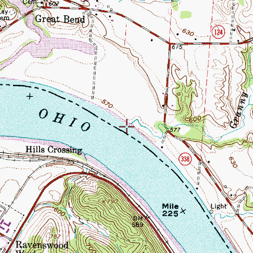 Topographic Map of Granny Run Post Light (historical), OH