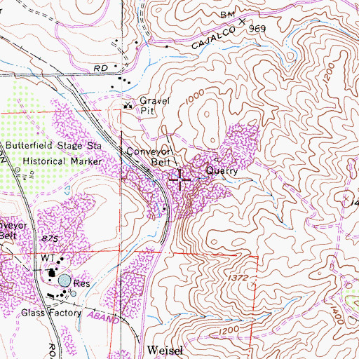 Topographic Map of Blarney Stone Quarry, CA