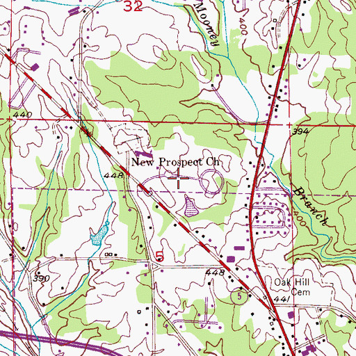 Topographic Map of Walker Memory Gardens, AL