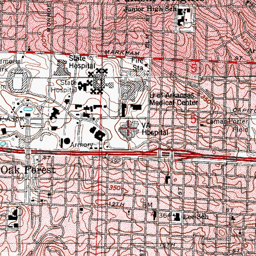 Topographic Map of Central Arkansas Veterans Healthcare System John L McClellan Memorial Veterans Hospital, AR